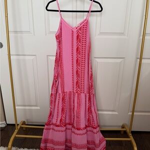 Pink and Red Patterned Maxi Dress